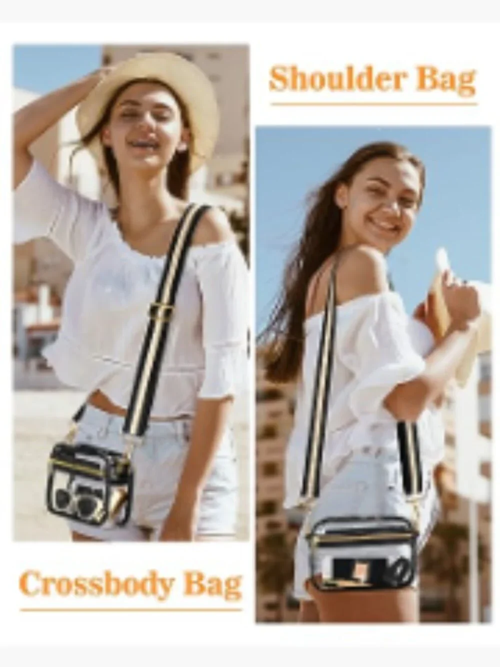 Clear Stadium Approved Crossbody Bag Water-Resistant PVC Adjustable Strap